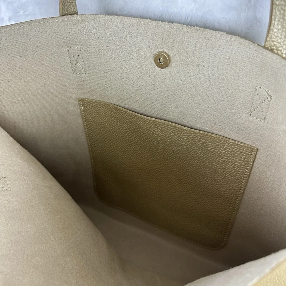 Unbranded Tote Bag Gold Snap Pocket Beach Bag Purse NWOT‎